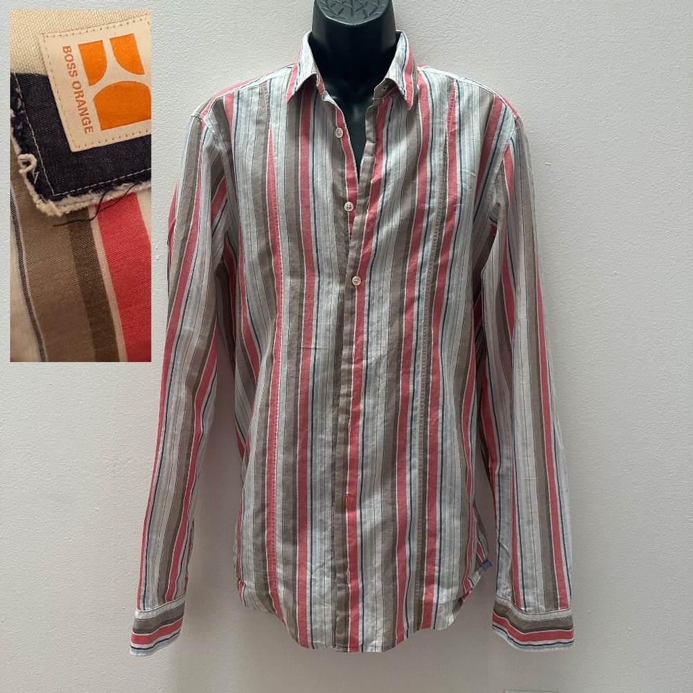 Boss Orange Striped Long Sleeve Shirt Large Gently worn 100% cotton